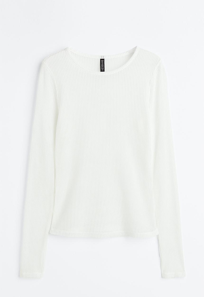 H&M - Sheer ribbed top - white