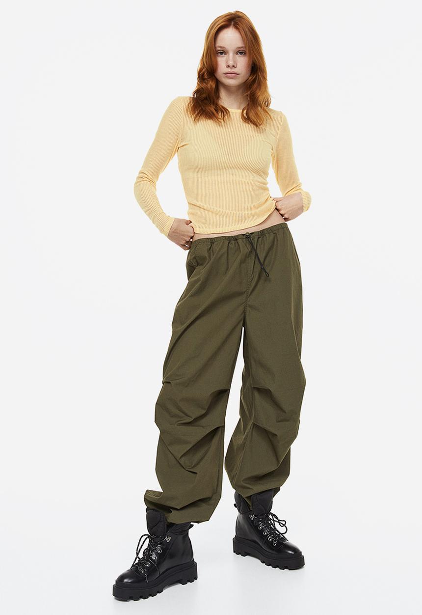 H&M - Sheer ribbed top - light yellow