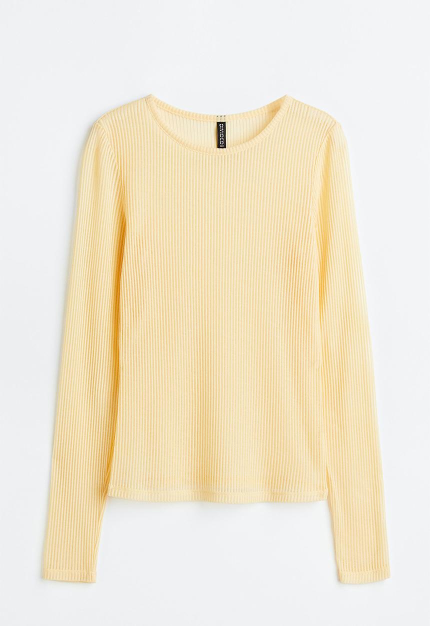 H&M - Sheer ribbed top - light yellow
