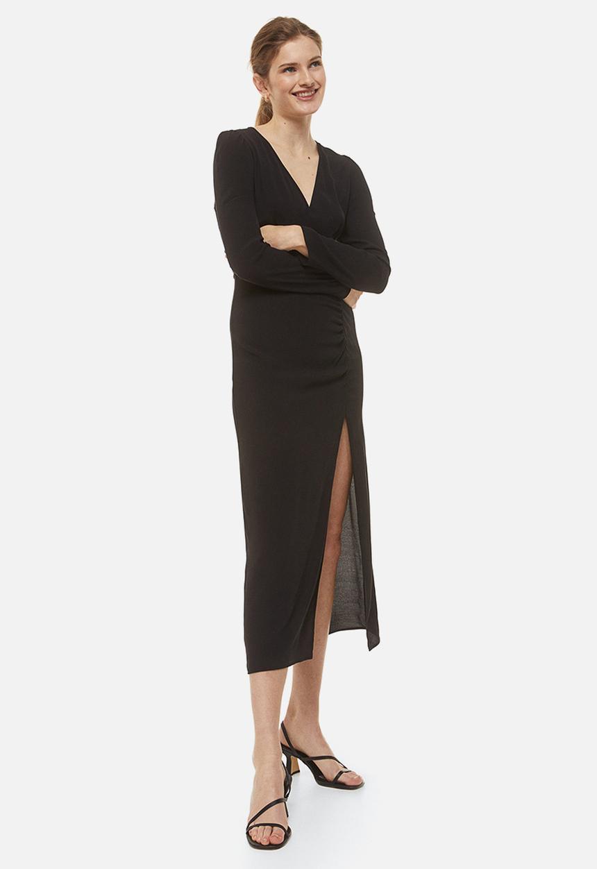 H&M - Puff-sleeved crêpe dress - black