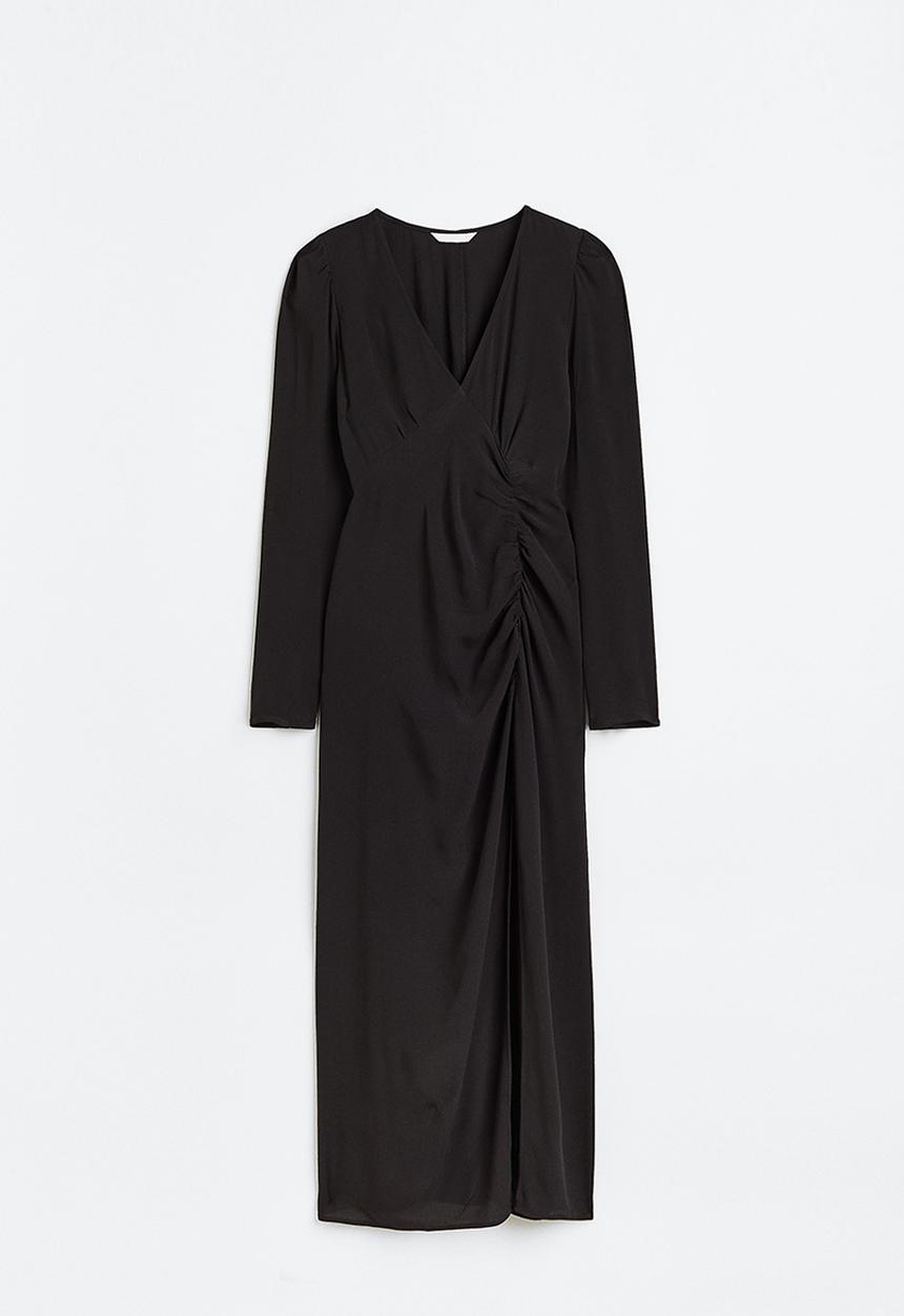 H&M - Puff-sleeved crêpe dress - black