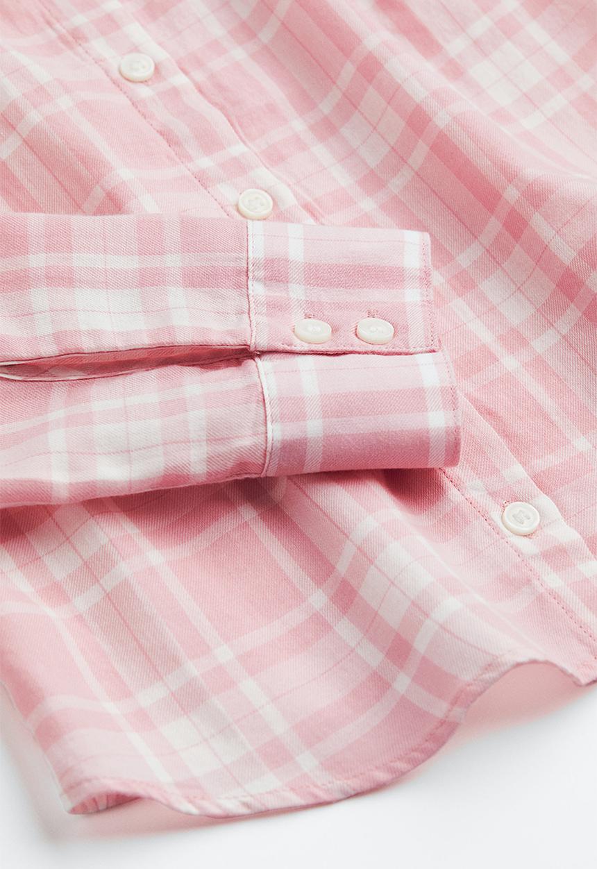 H&M - Fitted cotton shirt - light pink/checked