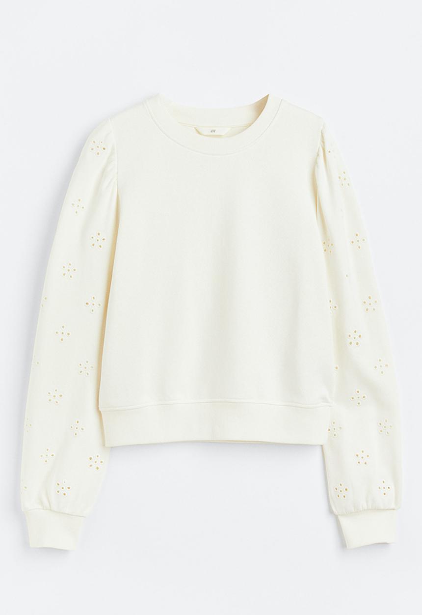 H&M - Broderie anglaise sweatshirt - cream