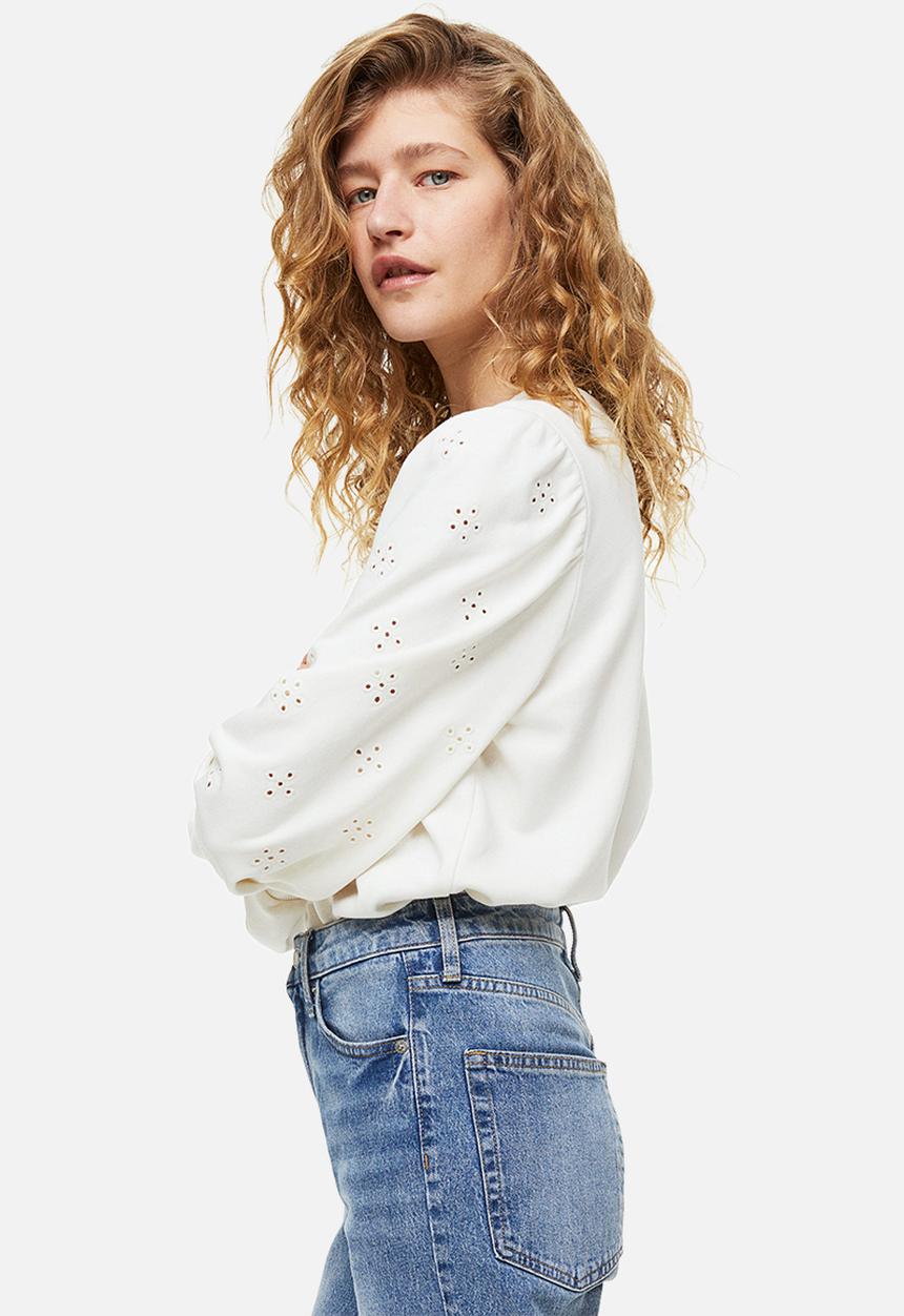 H&M - Broderie anglaise sweatshirt - cream