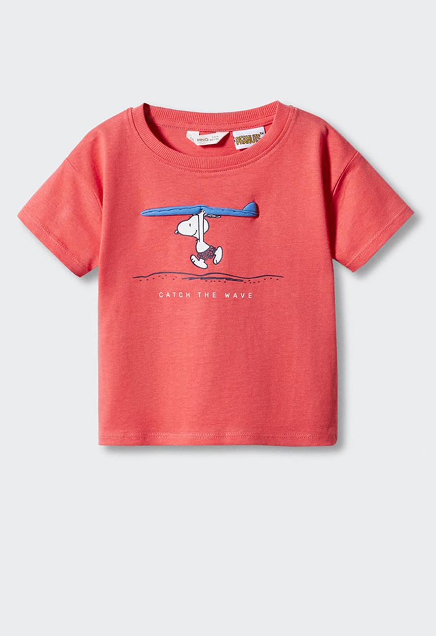 MANGO - T-shirt pywave - coral