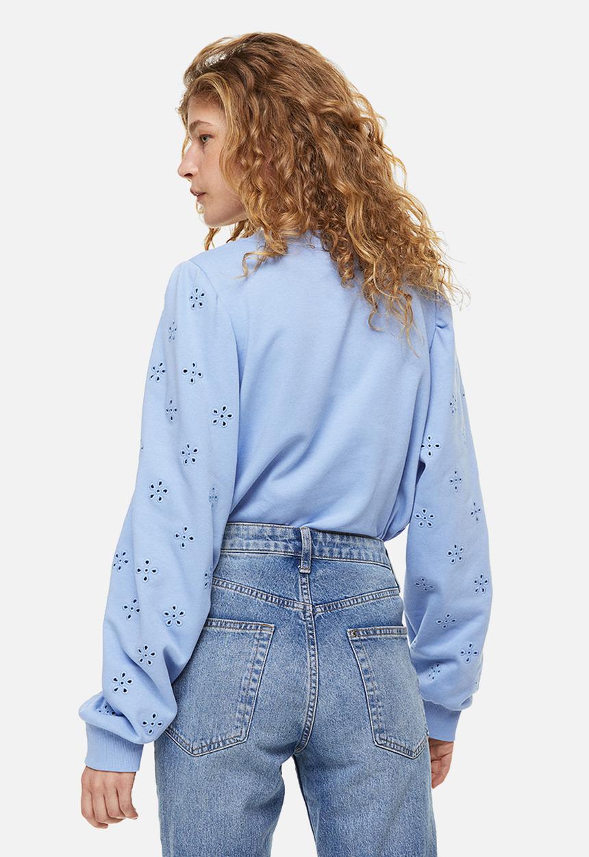 H&M - Broderie anglaise sweatshirt - light blue