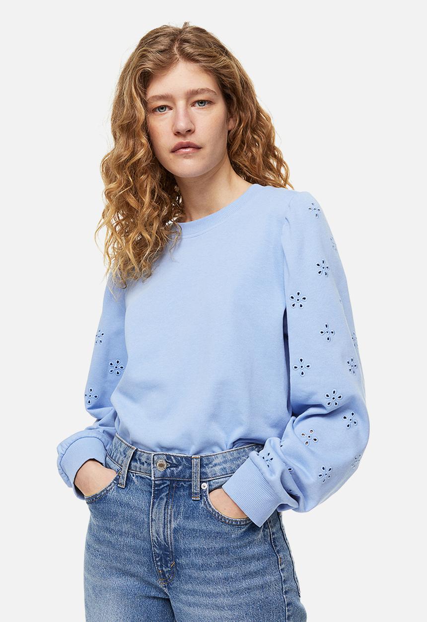 H&M - Broderie anglaise sweatshirt - light blue