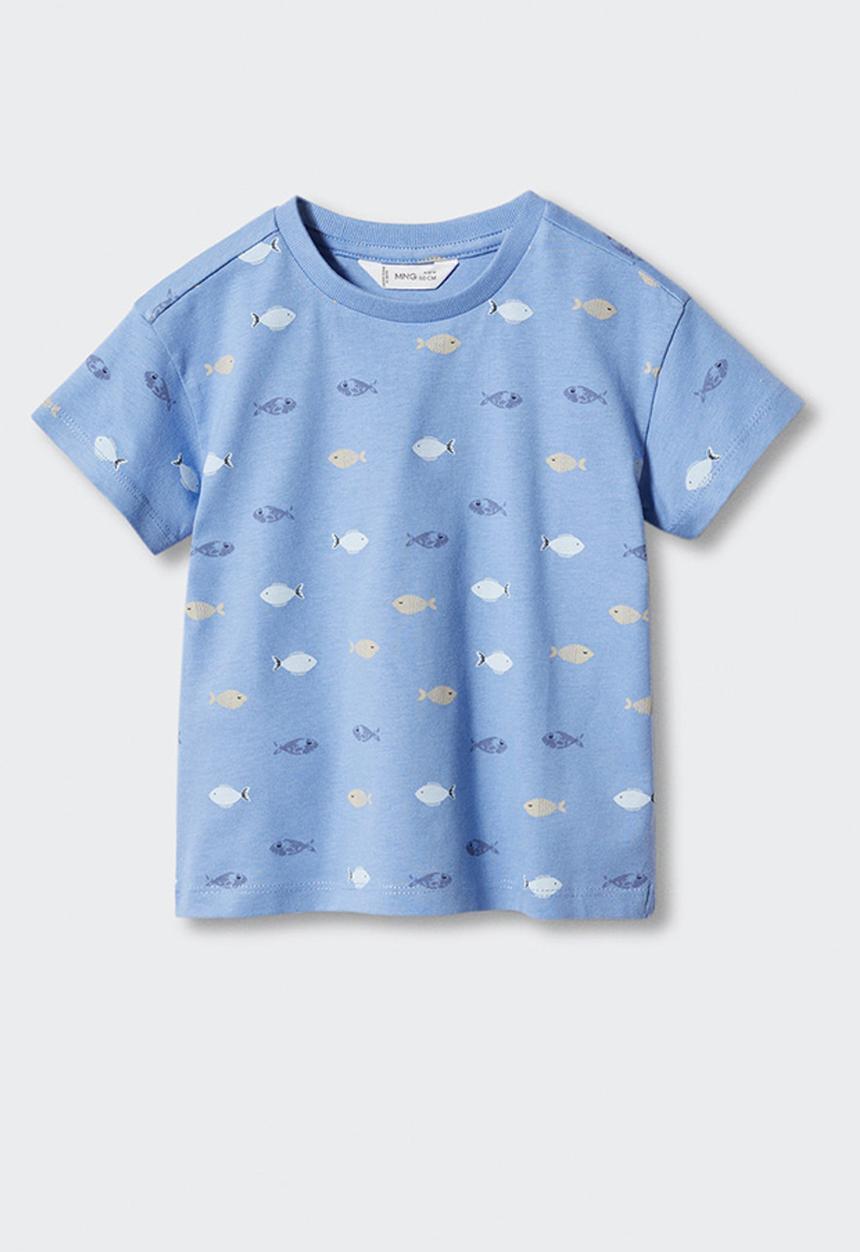 MANGO - T-shirt peces - azul