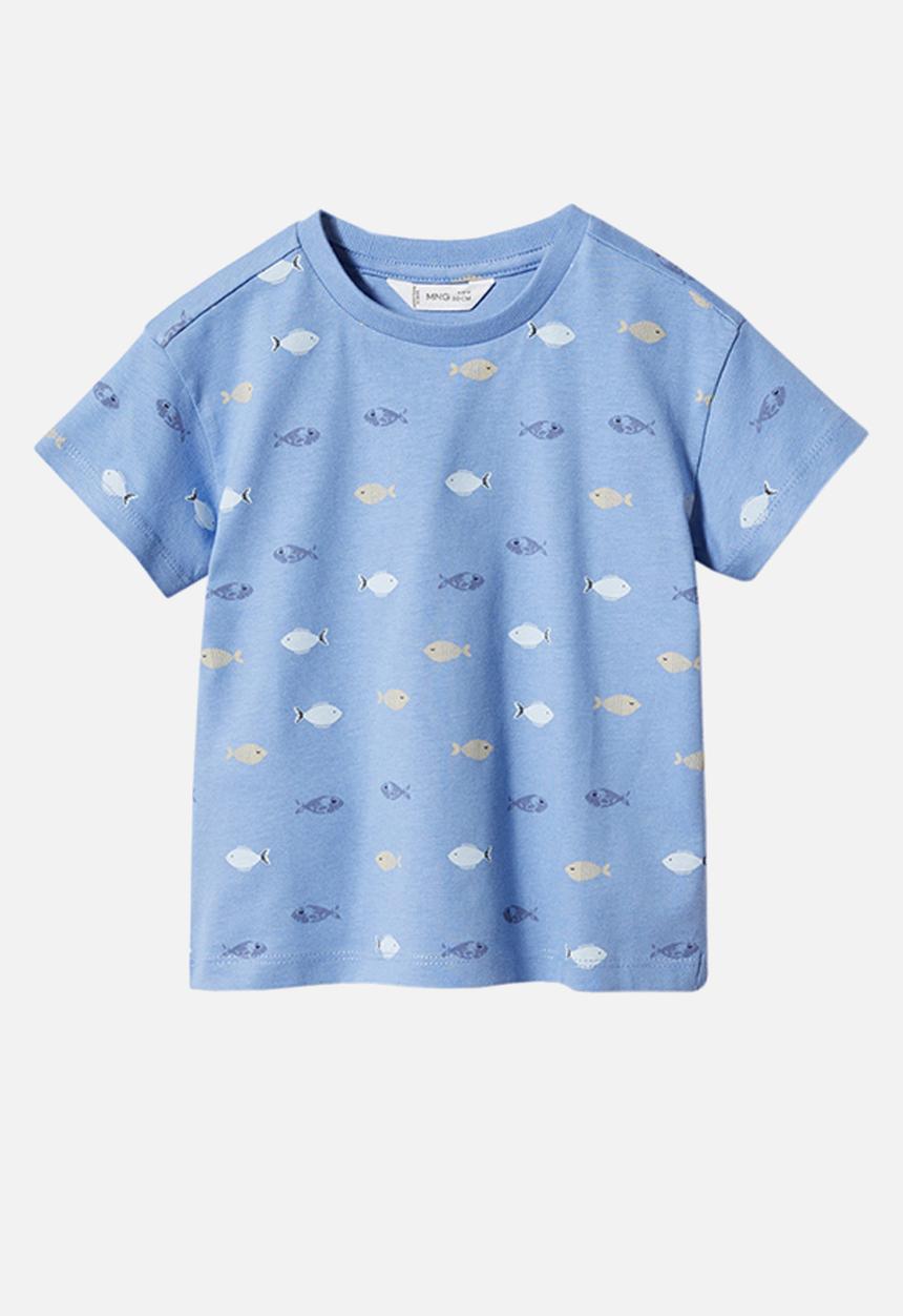 MANGO - T-shirt peces - azul