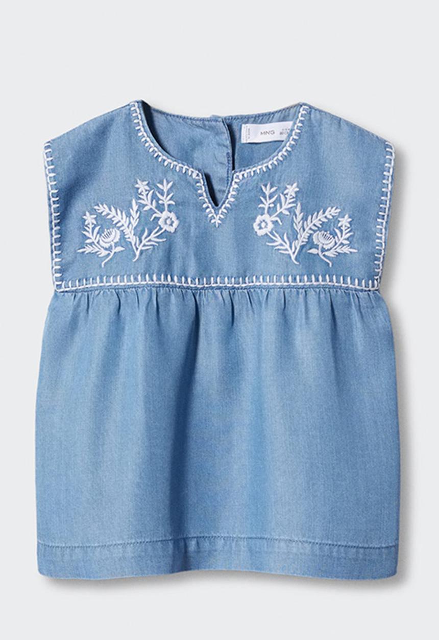 MANGO - Blouse alba - tejano claro