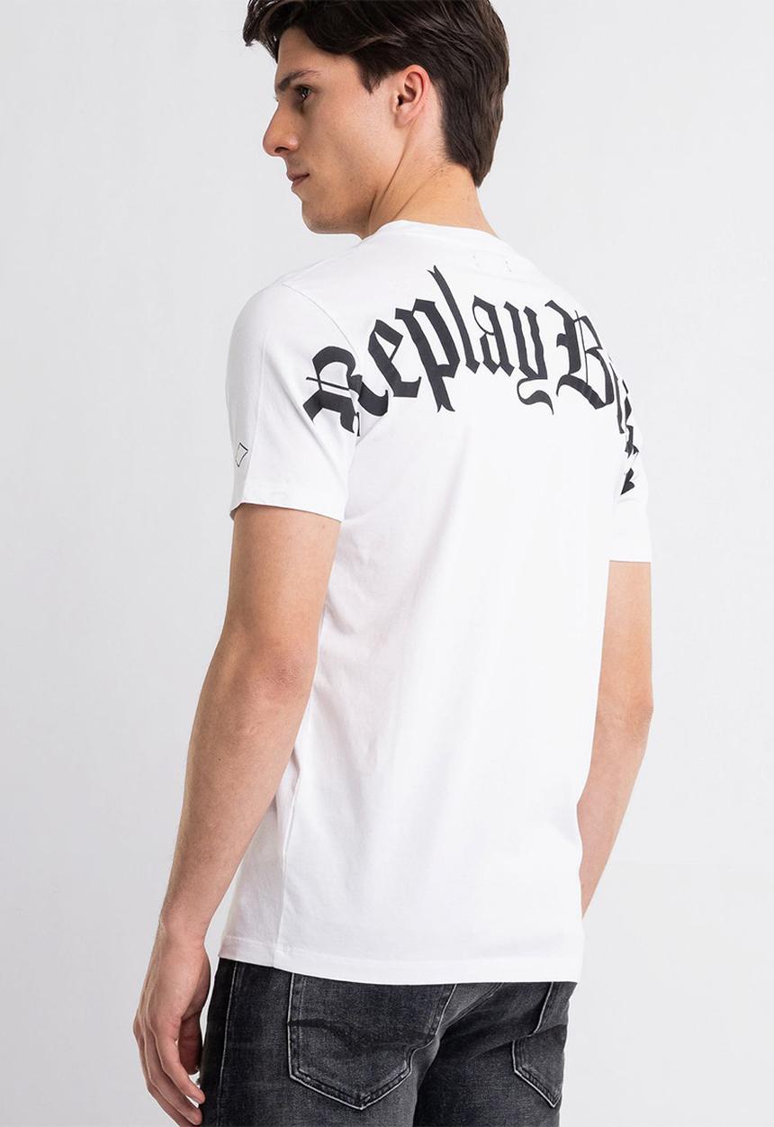 Replay - Backprint biker tee - white