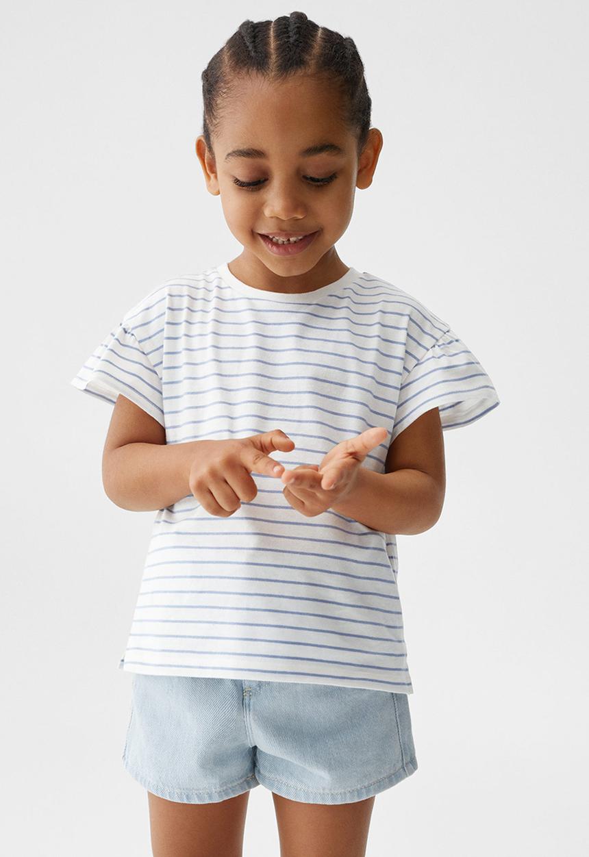 MANGO - T-shirt mia - white & blue