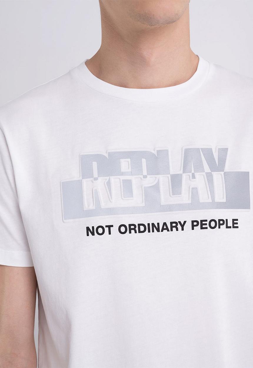 Replay - Slogan print tee - white