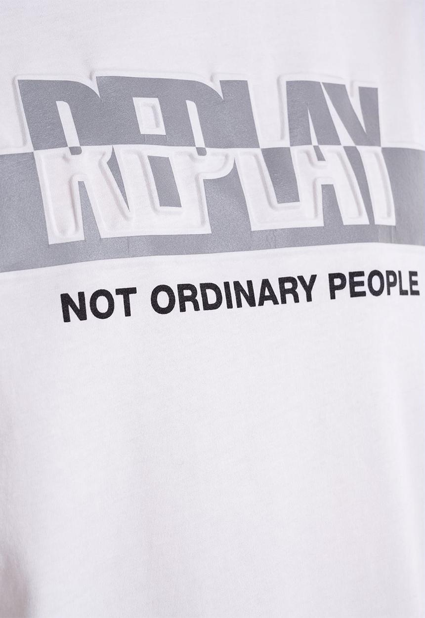 Replay - Slogan print tee - white