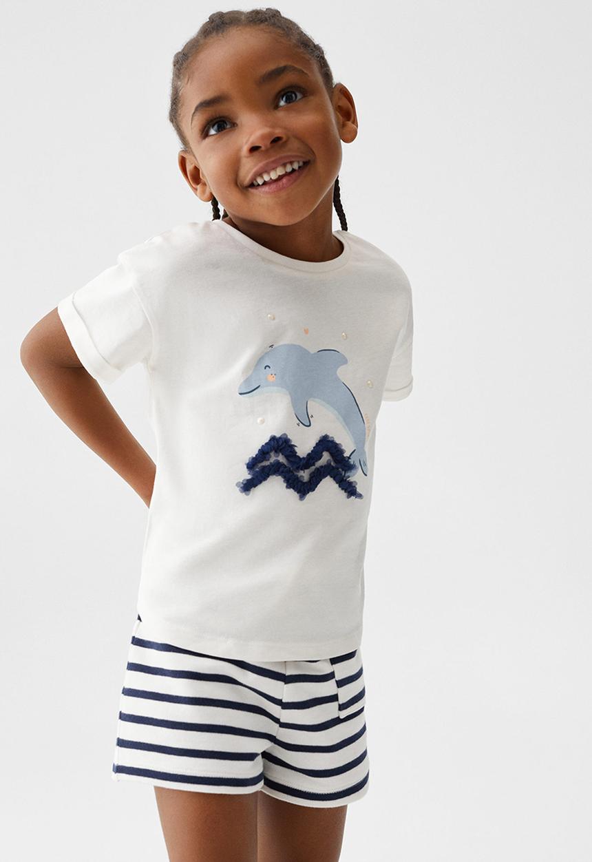 MANGO - T-shirt delfin - off white
