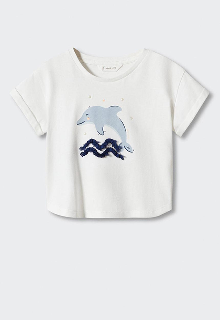 MANGO - T-shirt delfin - off white