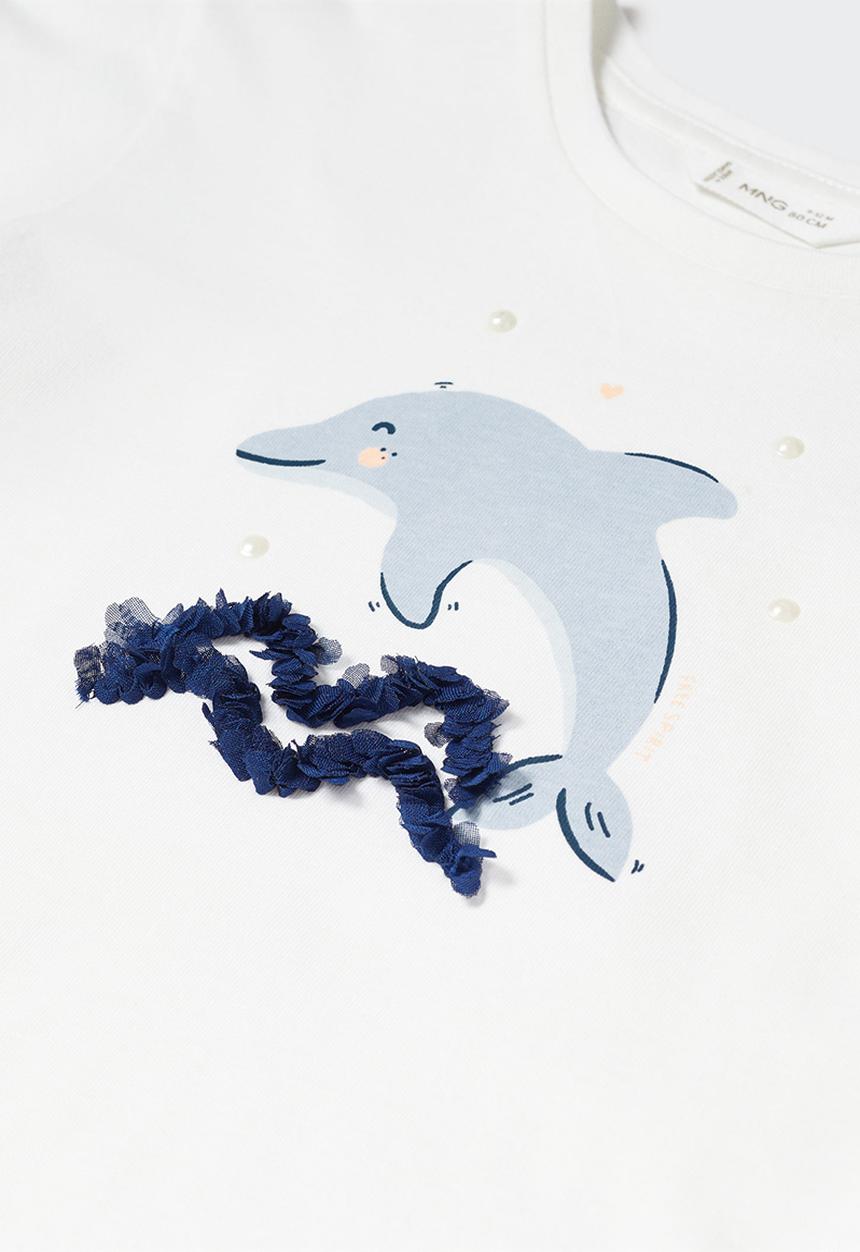 MANGO - T-shirt delfin - off white