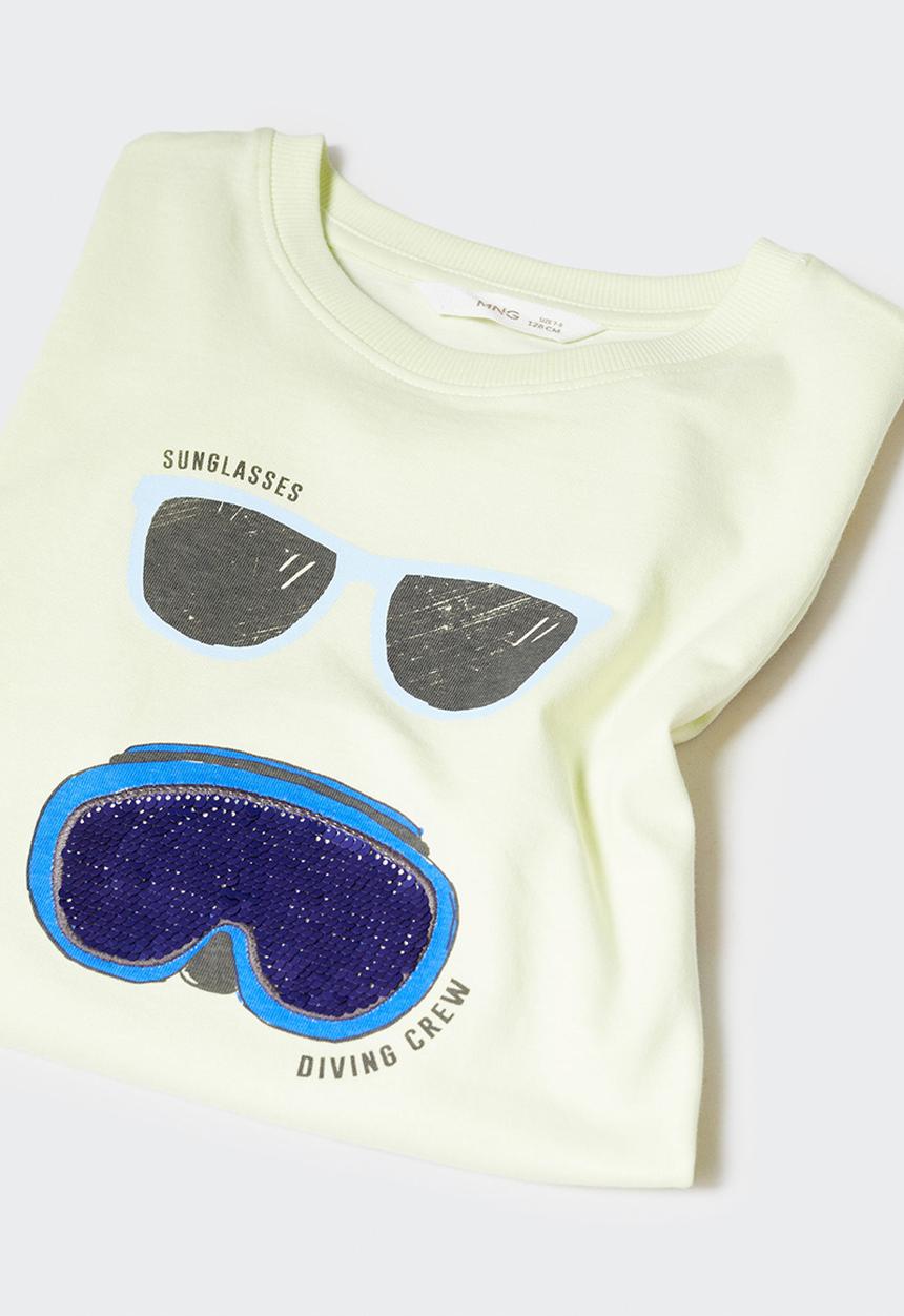 MANGO - T-shirt glasses - lime