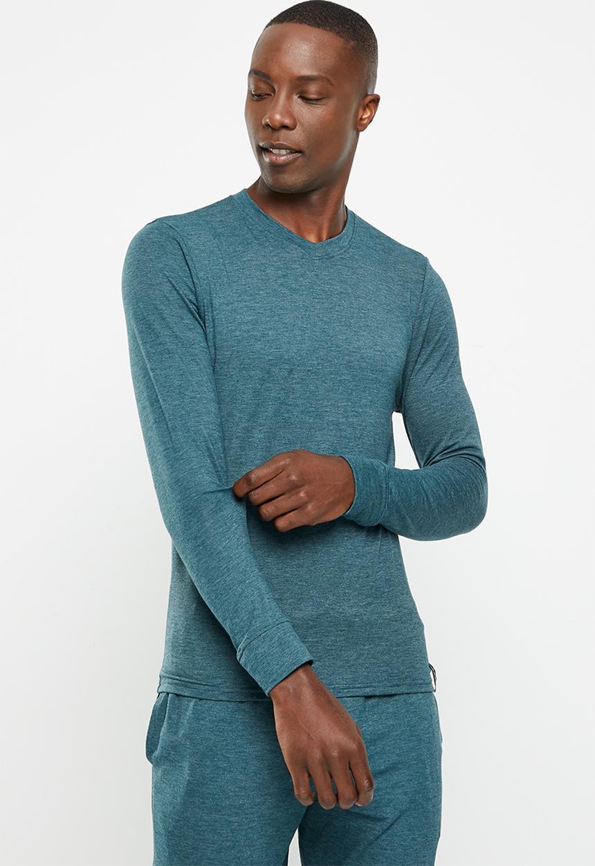 Jockey - Sleepwear luxury bliss thermal v-neck long sleeve top - oceanic