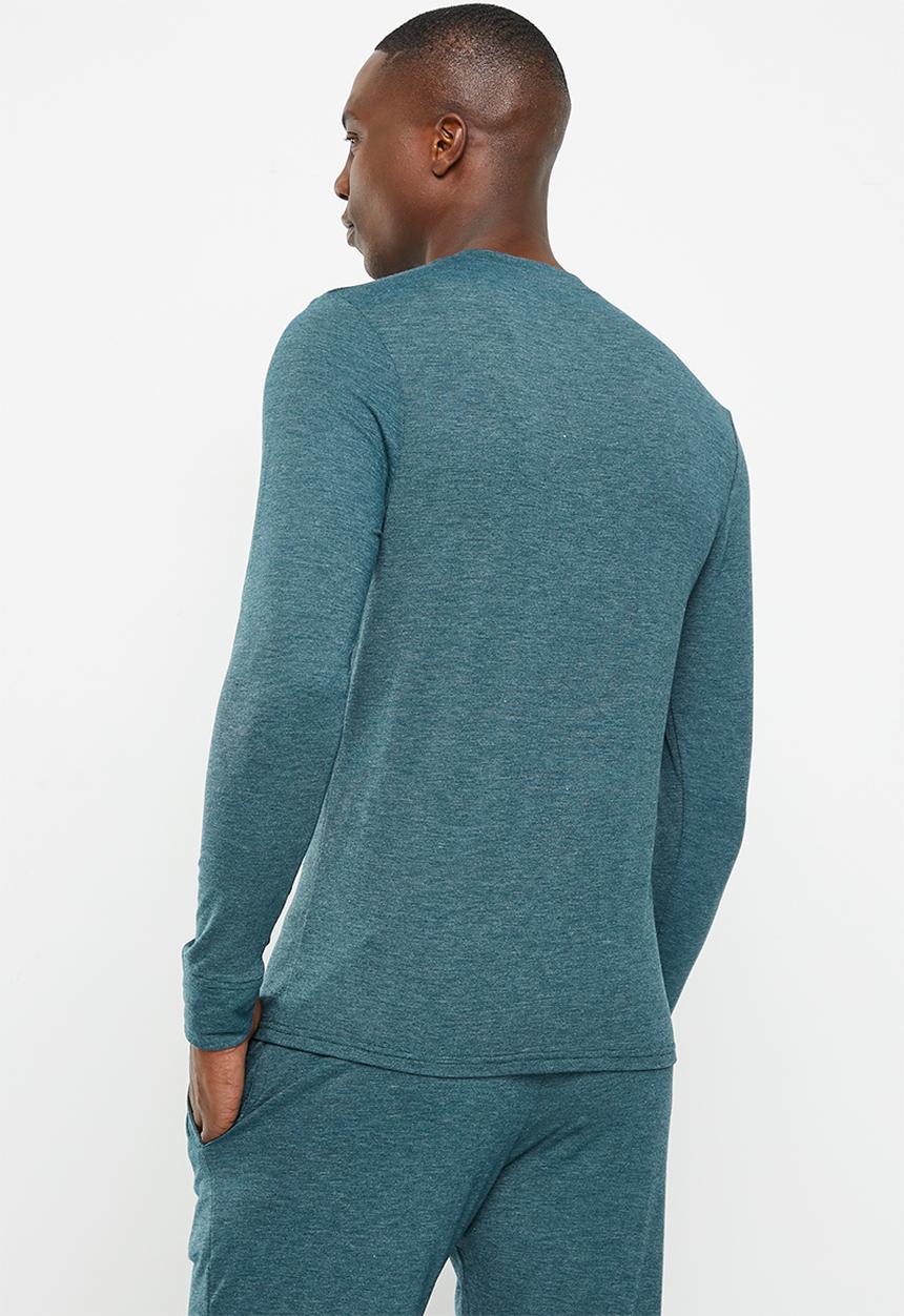Jockey - Sleepwear luxury bliss thermal v-neck long sleeve top - oceanic