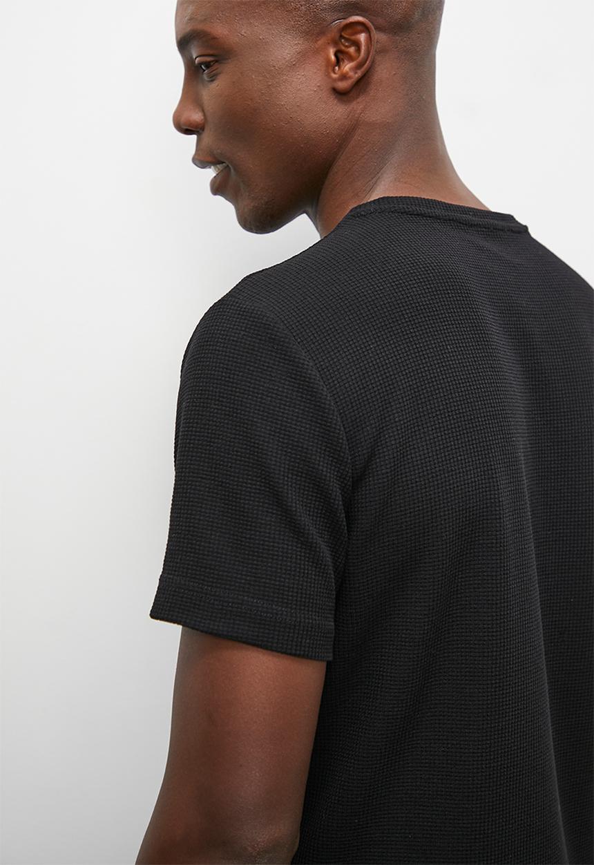 Superbalist - Waffle knit short sleeve sleep tee - black