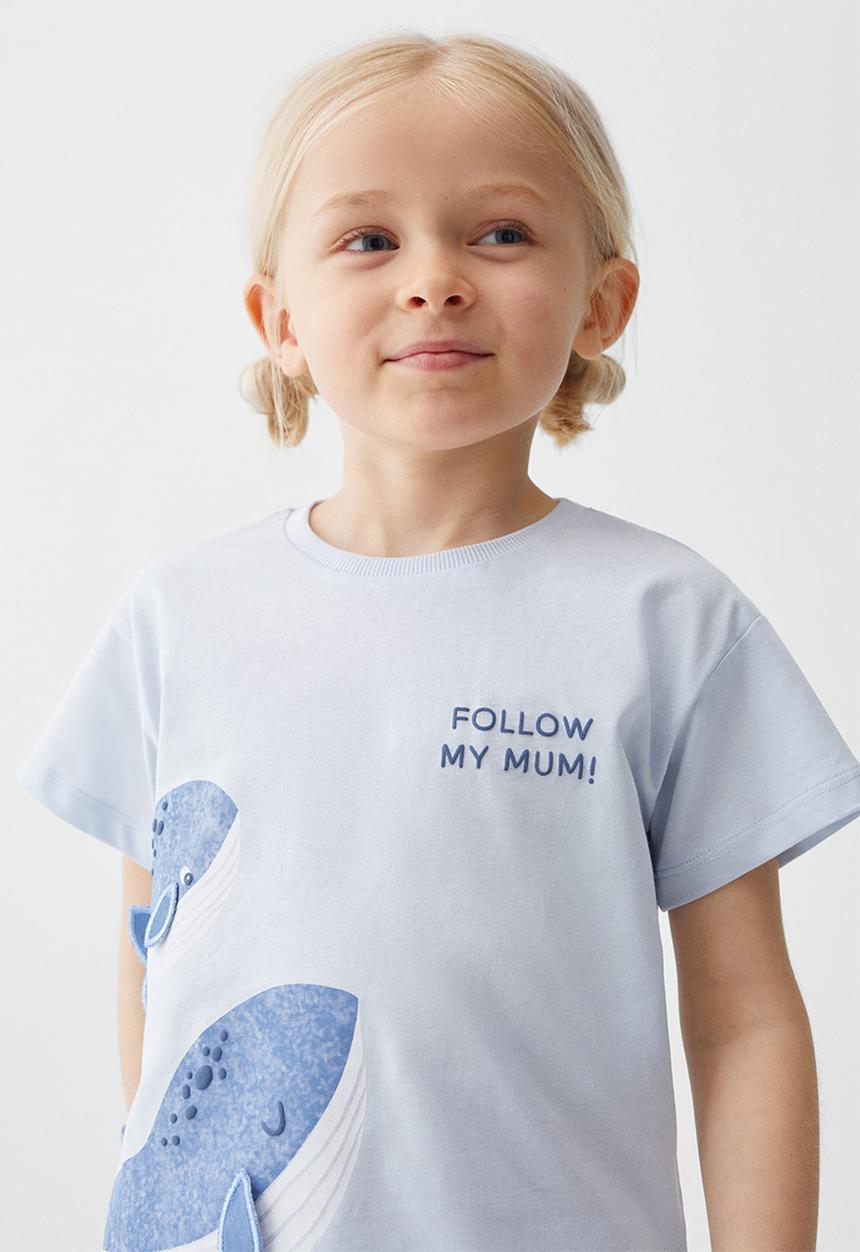 MANGO - T-shirt mum - celeste