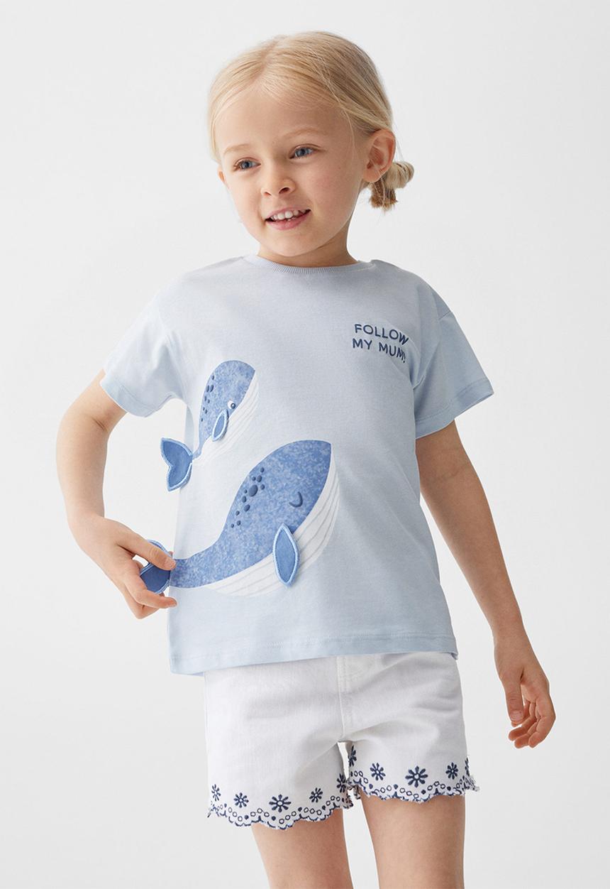 MANGO - T-shirt mum - celeste