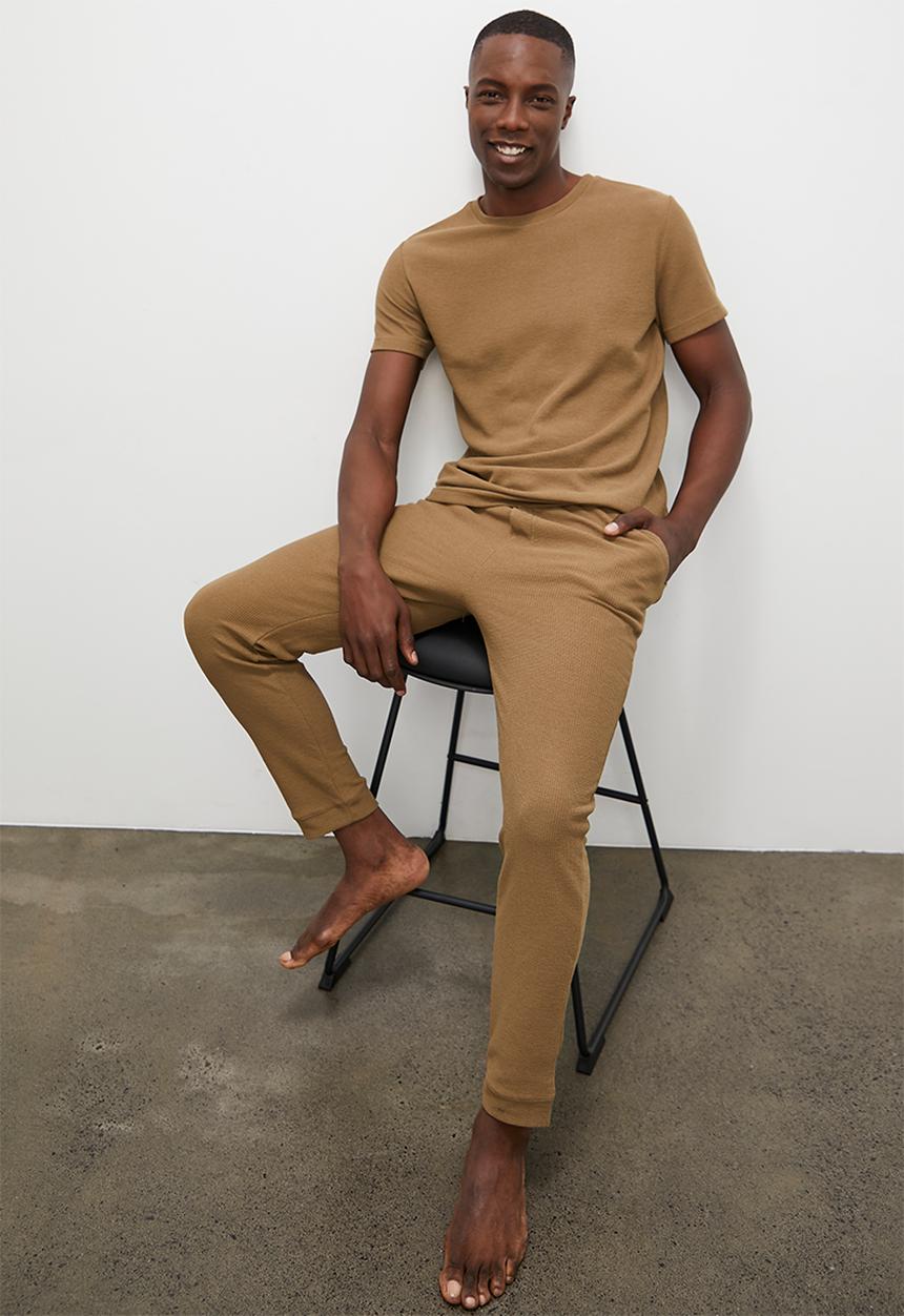 Superbalist - Waffle knit lounge pant - caramel