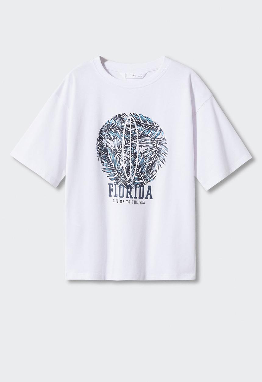MANGO - T-shirt florida - offwhite
