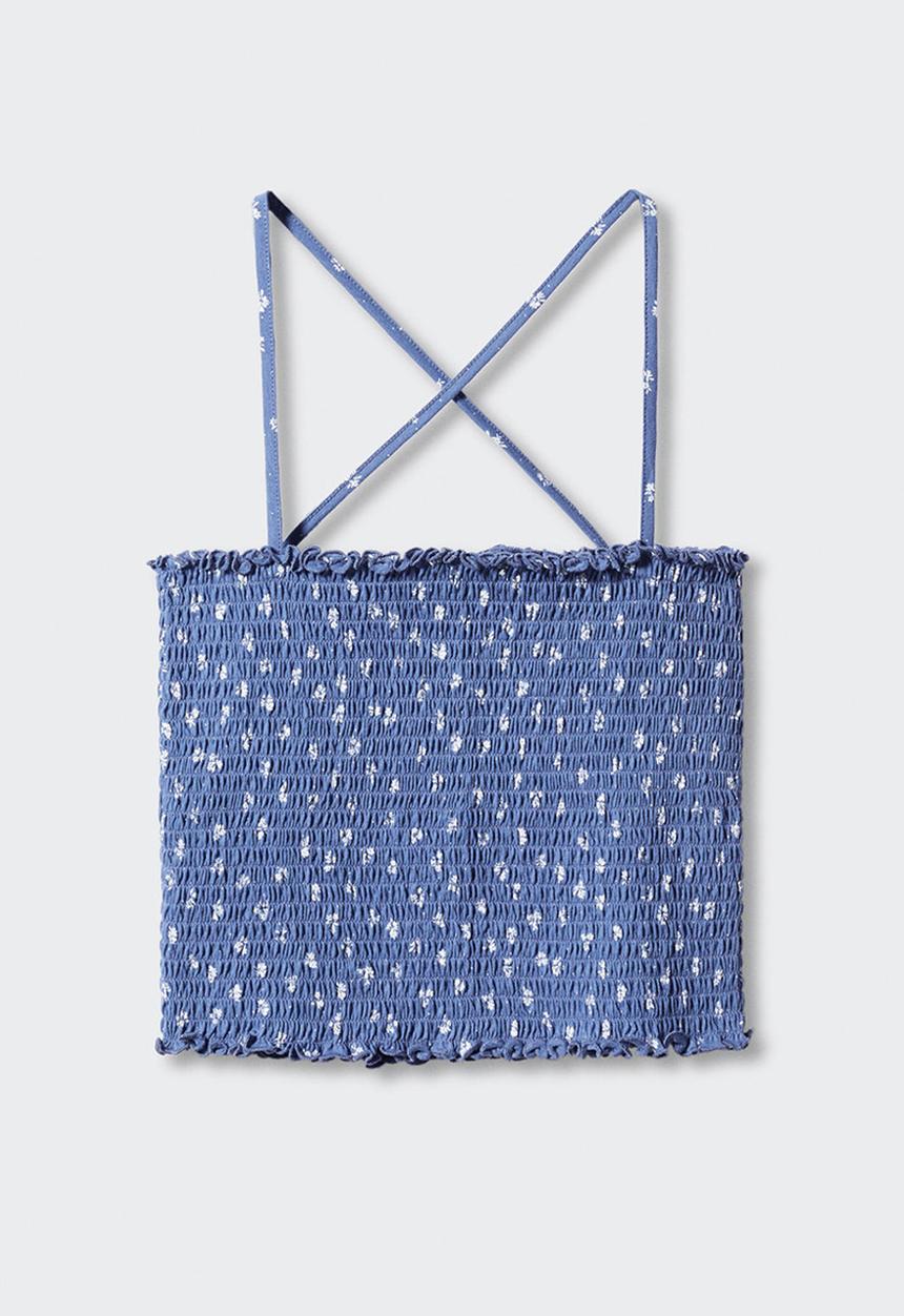 MANGO - T-shirt smock - azul