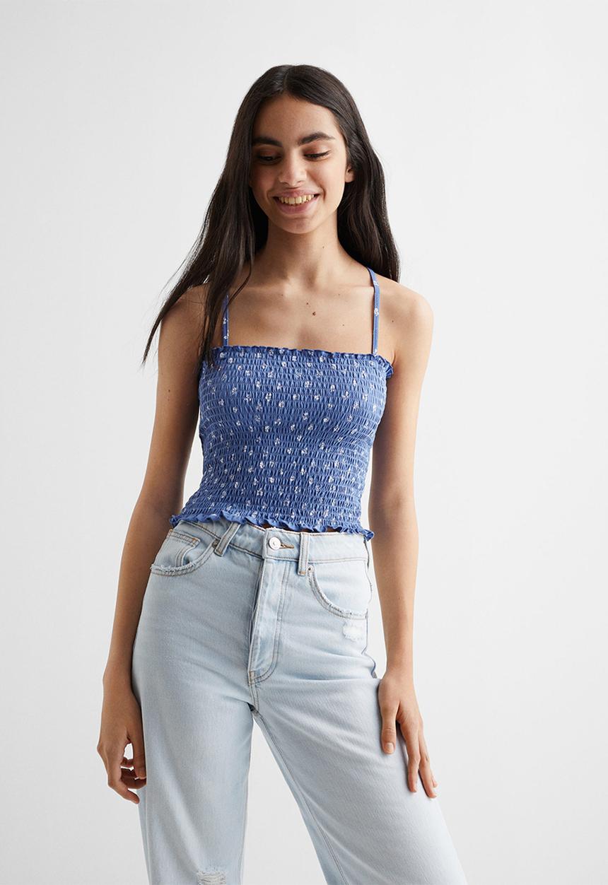 MANGO - T-shirt smock - azul