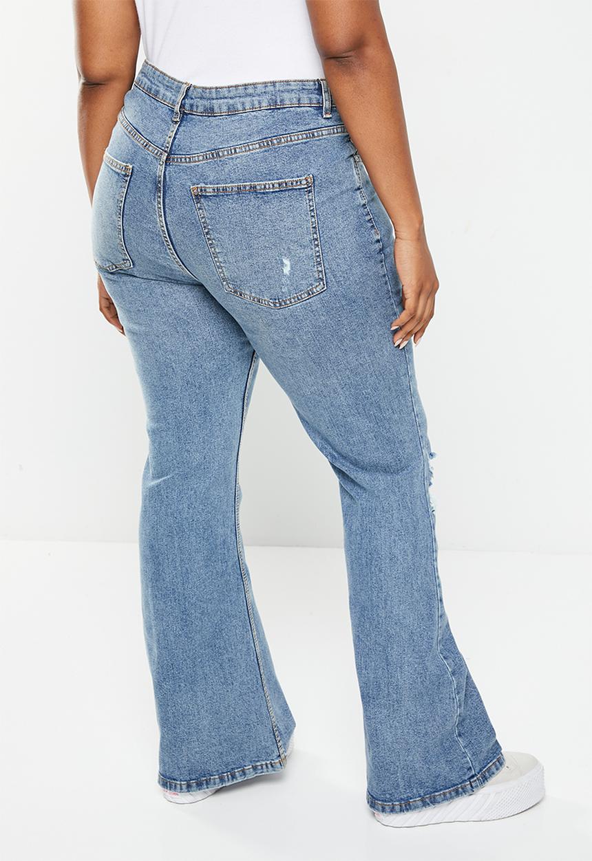 Cotton On - Plus original flare jean - dusk blue rips