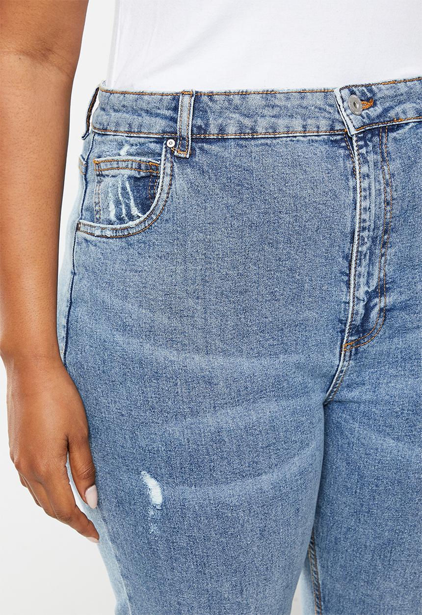 Cotton On - Plus original flare jean - dusk blue rips