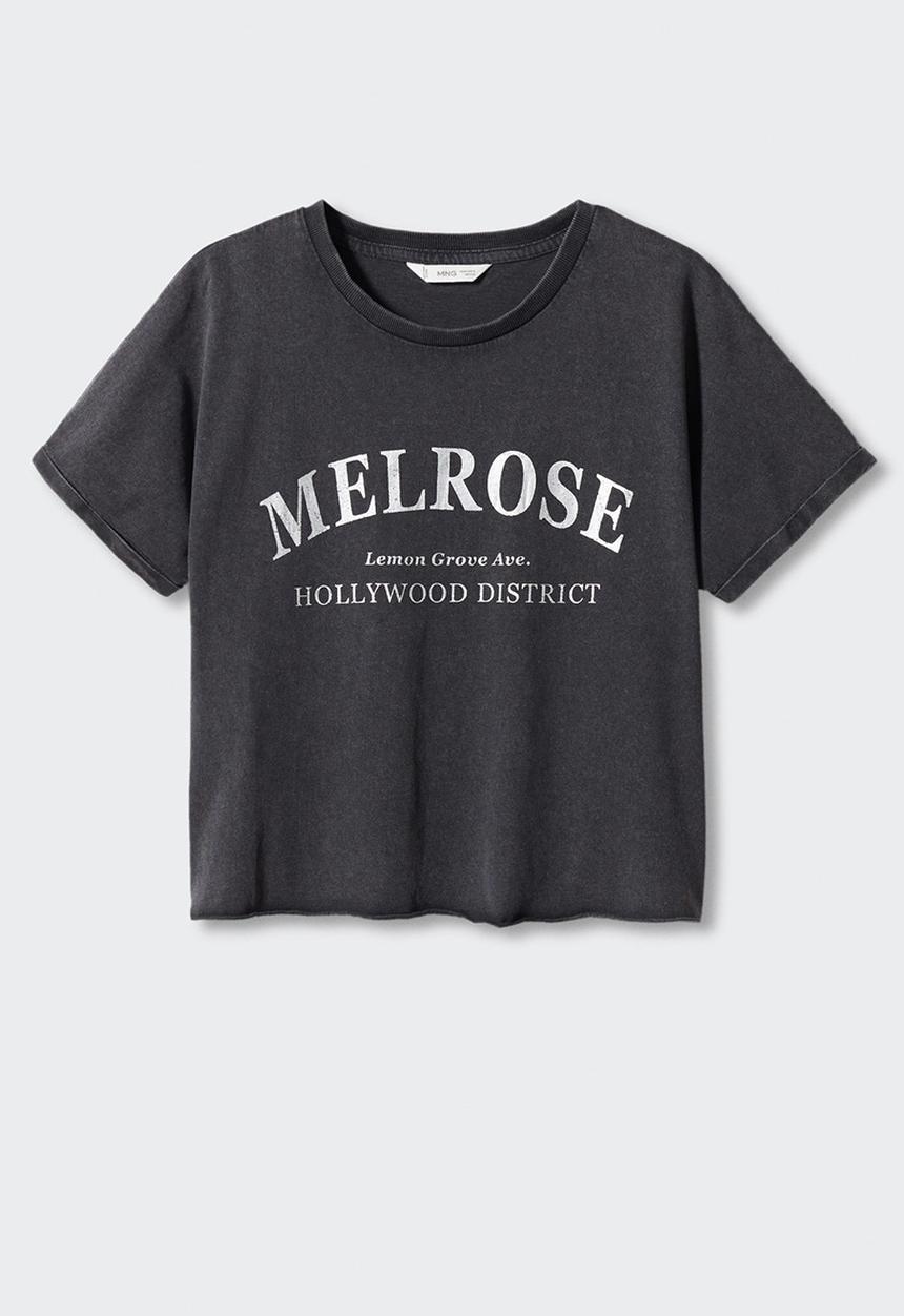 MANGO - T-shirt rose - black