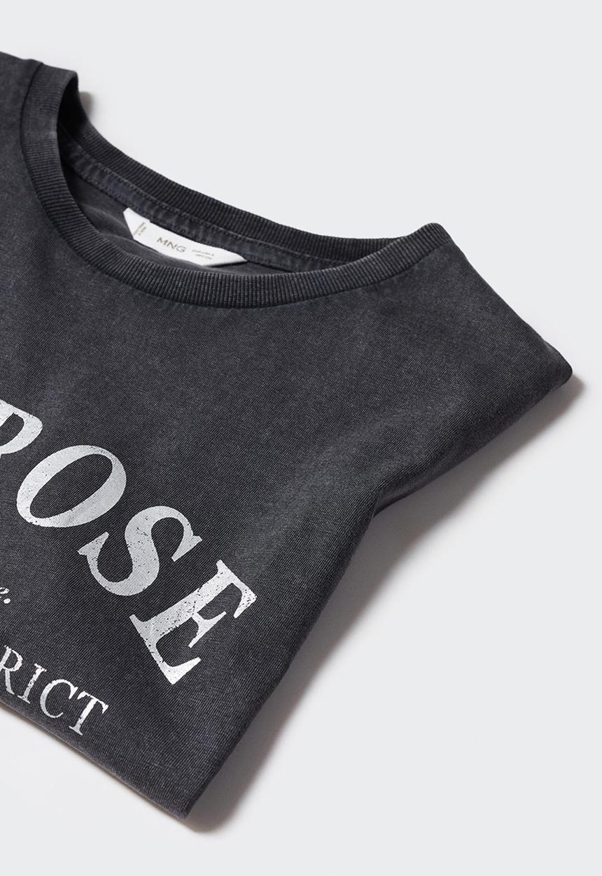 MANGO - T-shirt rose - black