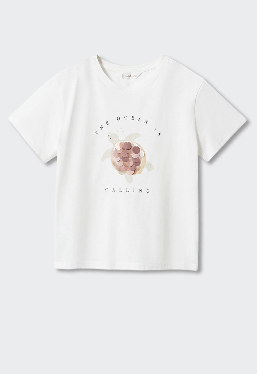 MANGO - T-shirt fiji - offwhite