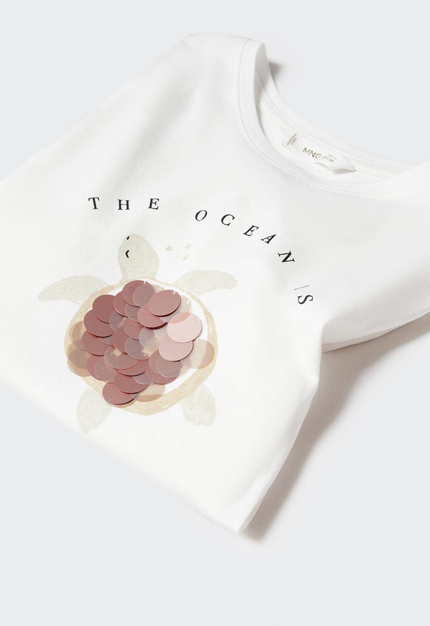 MANGO - T-shirt fiji - offwhite