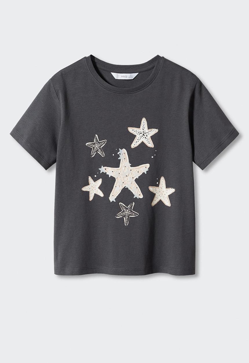 MANGO - T-shirt creta - antracita