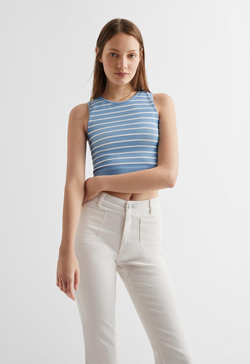 MANGO - T-shirt cool - celeste