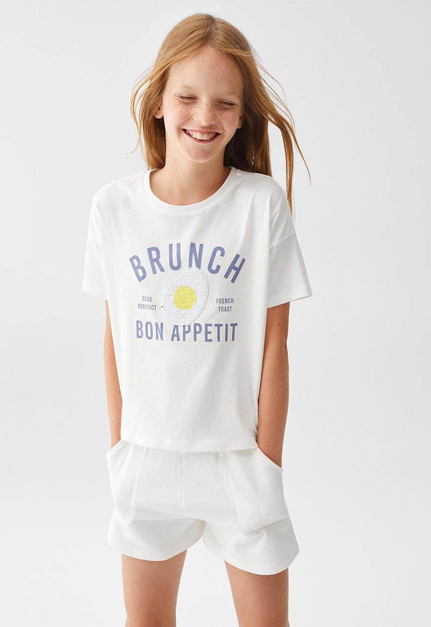 MANGO - T-shirt brunch - offwhite