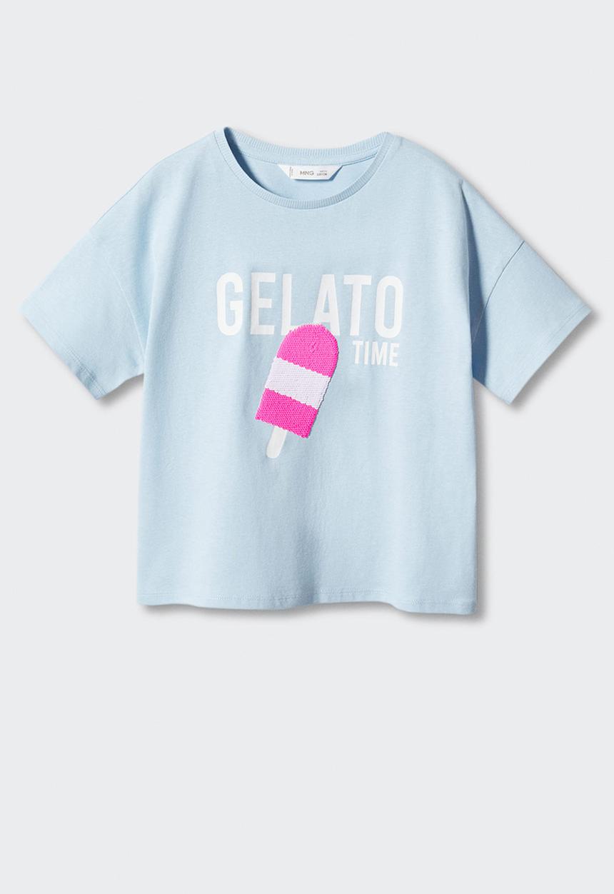 MANGO - T-shirt brunch - celeste