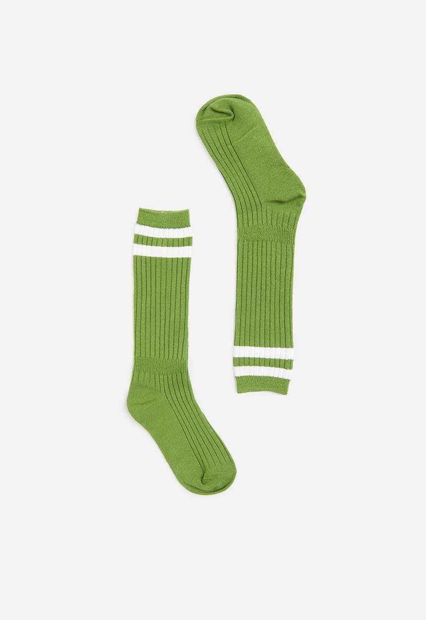 Pop Candy - Cozy stripe socks - green and white