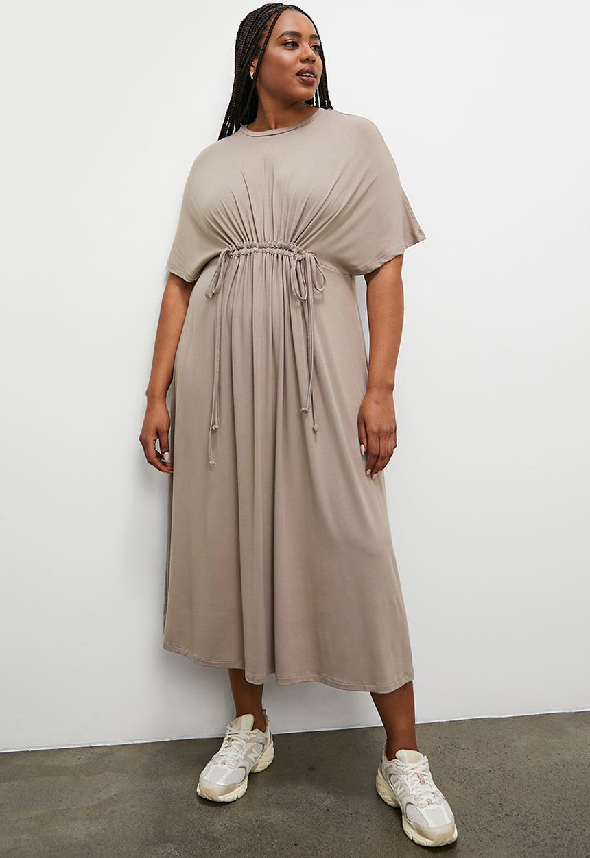 Superbalist - Drawstring detail T-shirt dress - taupe