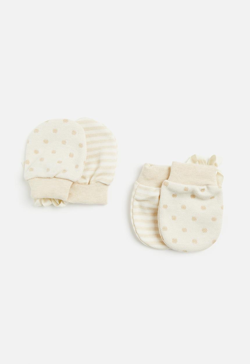 Pop Candy - 2 Pack mittens - white and beige