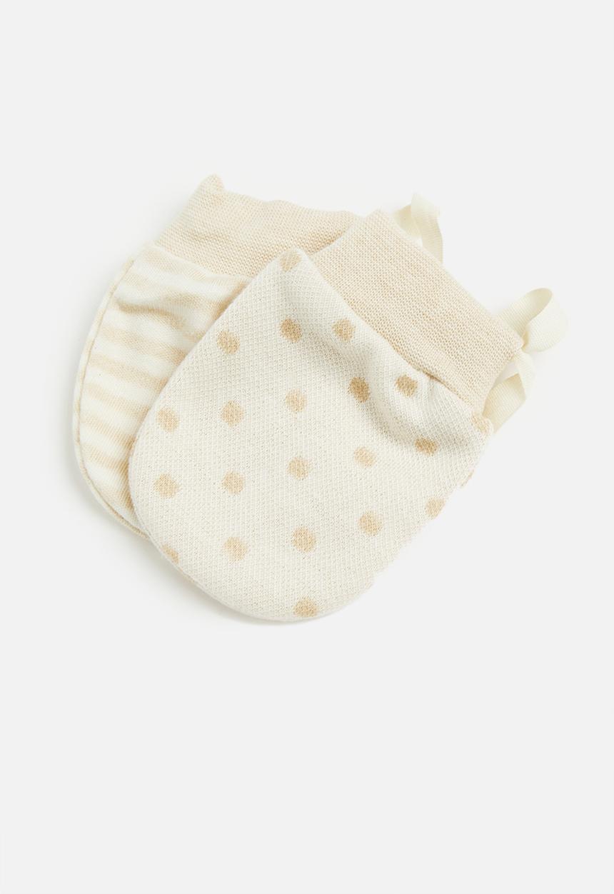 Pop Candy - 2 Pack mittens - white and beige