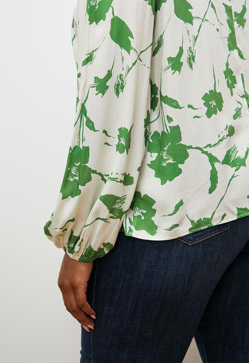 edit - Printed notch neck shell - green floral