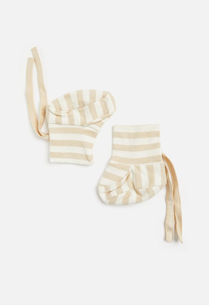 Pop Candy - Stripe booties - white and beige