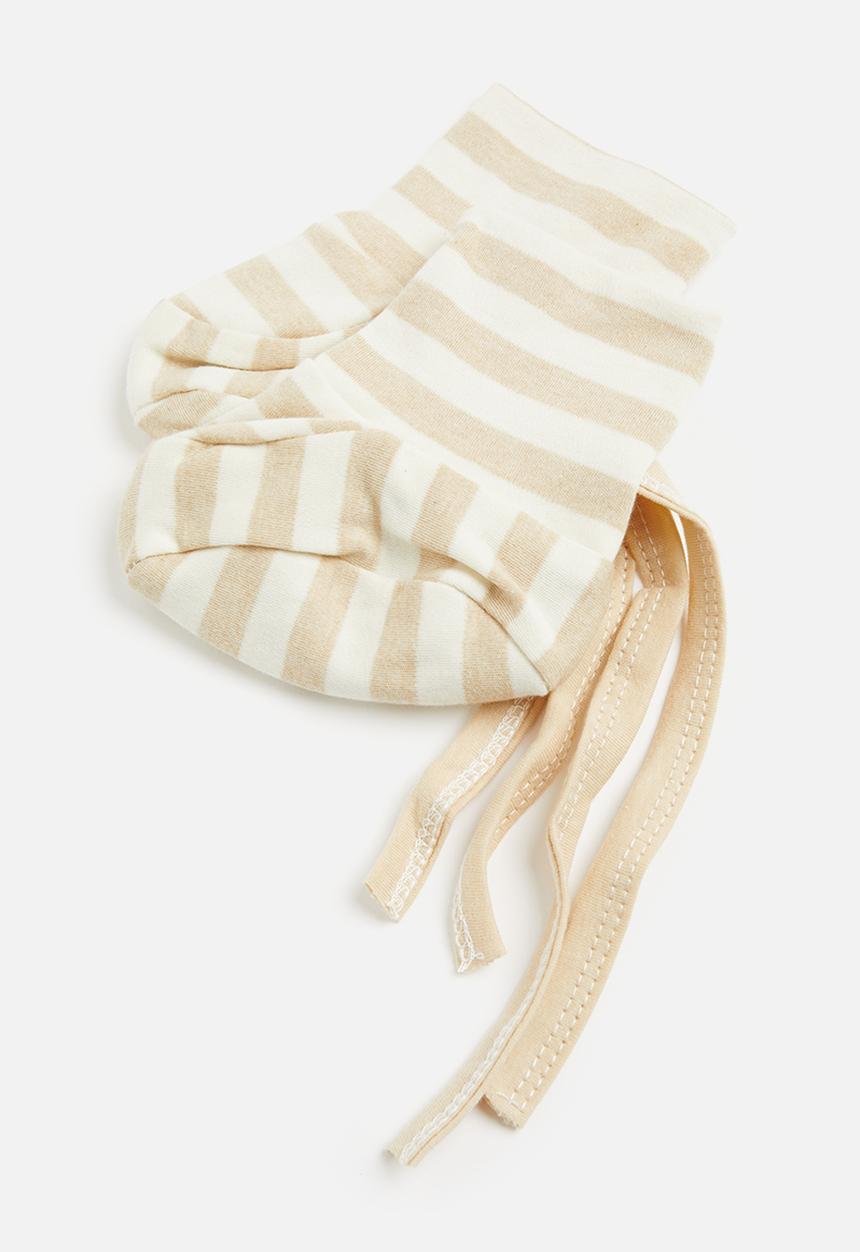 Pop Candy - Stripe booties - white and beige