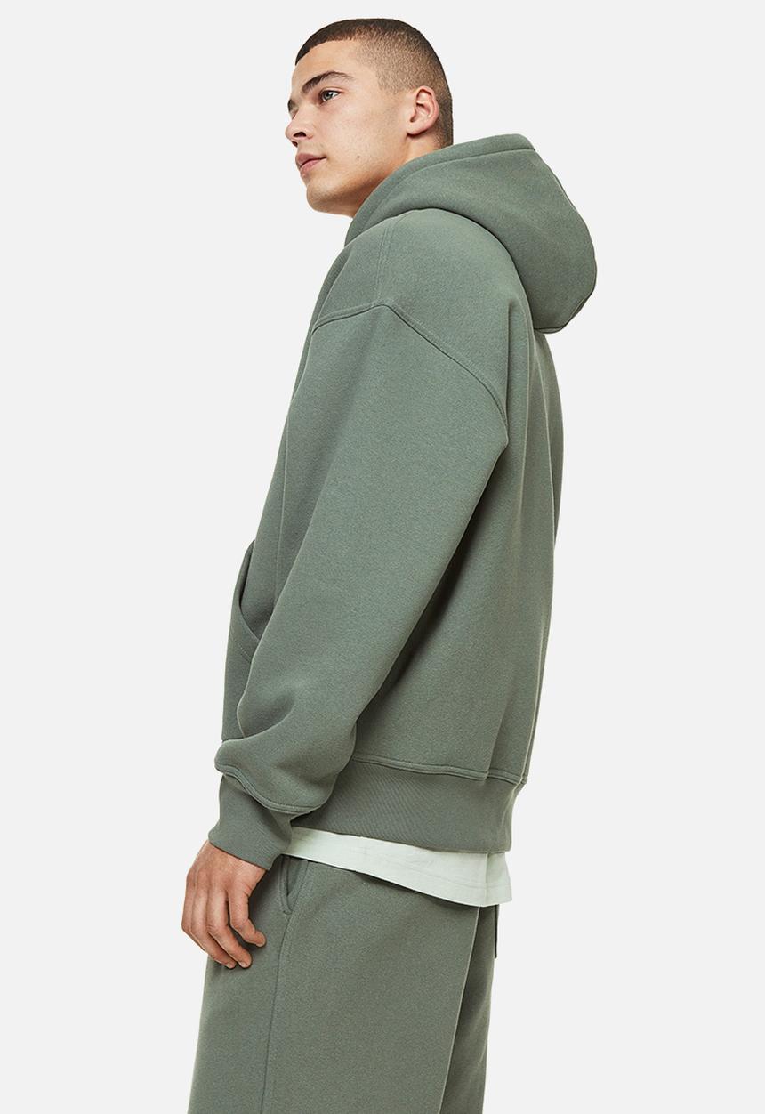 H&M - Oversized fit zip-through hoodie - green