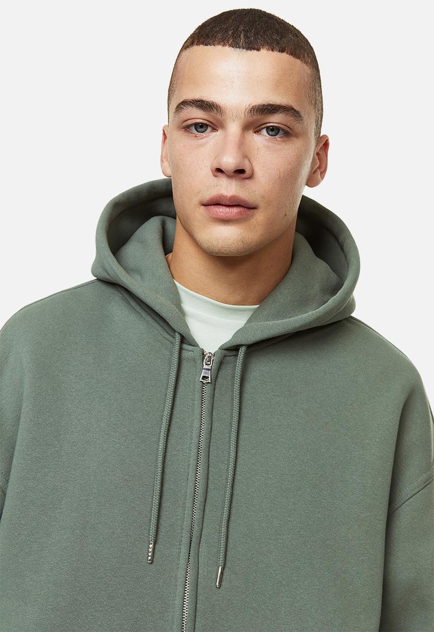 H&M - Oversized fit zip-through hoodie - green